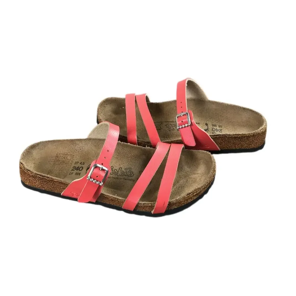 BIRKI'S Leather Strapy Sandal L6/M4 Coral Everyday Resort Coastal Made In German